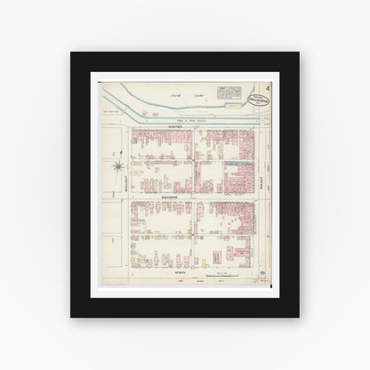 Old map wall art mockup — black gallery frame with white mat — Sanborn Fire Insurance Map from Chillicothe, Ross County, Ohio (1884), Sheet #0004