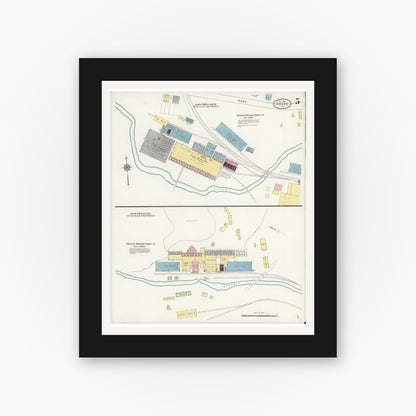 Old map wall art mockup — black gallery frame with white mat — Sanborn Fire Insurance Map from Egypt, Lehigh County, Pennsylvania (1911), Sheet #0005