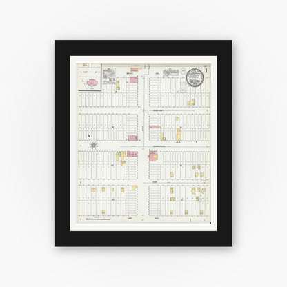 Old map wall art mockup — black gallery frame with white mat — Sanborn Fire Insurance Map from Despatch, Monroe County, New York (1900) - Complete Map Set