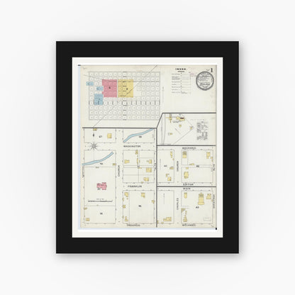 Old map wall art mockup — black gallery frame with white mat — Sanborn Fire Insurance Map from Ashland, Cass County, Illinois (1894) - Complete Map Set