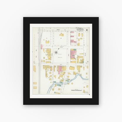 Old map wall art mockup — black gallery frame with white mat — Sanborn Fire Insurance Map from Port Allegany, McKean County, Pennsylvania (1903), Sheet #0002