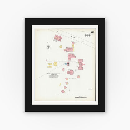 Old map wall art mockup — black gallery frame with white mat — Sanborn Fire Insurance Map from Raleigh, Wake County, North Carolina (1903), Sheet #0029