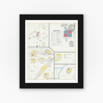 Old map wall art mockup — black gallery frame with white mat — Sanborn Fire Insurance Map from Sanford, Seminole County, Florida (1901) - Complete Map Set