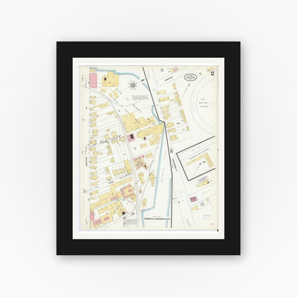Old map wall art mockup — black gallery frame with white mat — Sanborn Fire Insurance Map from Salem, Salem County, New Jersey (1909) - Complete Map Set