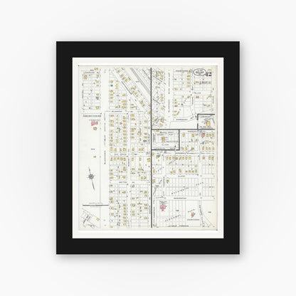 Old map wall art mockup — black gallery frame with white mat — Sanborn Fire Insurance Map from Beloit, Rock County, Wisconsin (1926), Sheet #0042