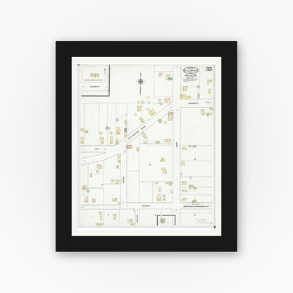 Old map wall art mockup — black gallery frame with white mat — Sanborn Fire Insurance Map from Stillwater, Washington County, Minnesota (1910), Sheet #0033