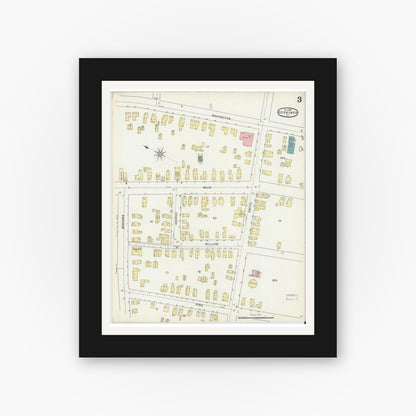 Old map wall art mockup — black gallery frame with white mat — Sanborn Fire Insurance Map from Herkimer, Herkimer County, New York (1895), Sheet #0003