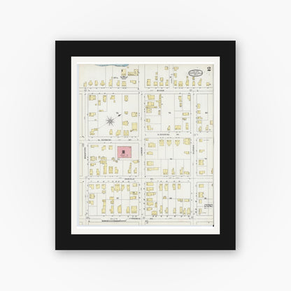Old map wall art mockup — black gallery frame with white mat — Sanborn Fire Insurance Map from Pittsfield, Berkshire County, Massachusetts (1895), Sheet #0002