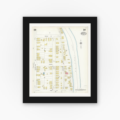 Old map wall art mockup — black gallery frame with white mat — Sanborn Fire Insurance Map from Westville, Gloucester County, New Jersey (1926), Sheet #0010