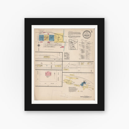 Old map wall art mockup — black gallery frame with white mat — Sanborn Fire Insurance Map from Cass Lake, Cass County, Minnesota (1922) - Complete Map Set