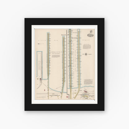 Old map wall art mockup — black gallery frame with white mat — Sanborn Fire Insurance Map from Escanaba, Delta County, Michigan (1921), Sheet #0027