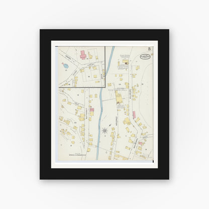 Old map wall art mockup — black gallery frame with white mat — Sanborn Fire Insurance Map from Pomeroy, Meigs County, Ohio (1893), Sheet #0005