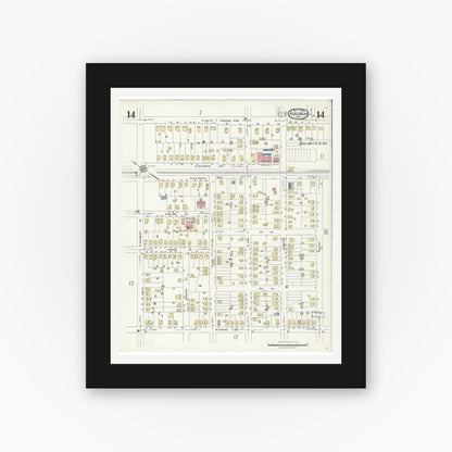 Old map wall art mockup — black gallery frame with white mat — Sanborn Fire Insurance Map from Audubon, Camden County, New Jersey (1924), Sheet #0014