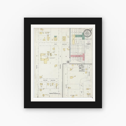 Old map wall art mockup — black gallery frame with white mat — Sanborn Fire Insurance Map from Seabreeze, Volusia County, Florida (1906) - Complete Map Set