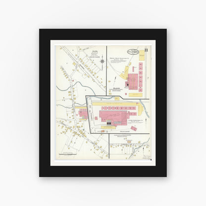 Old map wall art mockup — black gallery frame with white mat — Sanborn Fire Insurance Map from Philipsburg, Centre County, Pennsylvania (1917), Sheet #0011