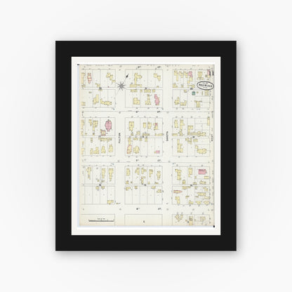 Old map wall art mockup — black gallery frame with white mat — Sanborn Fire Insurance Map from Red Wing, Goodhue County, Minnesota (1891), Sheet #0011