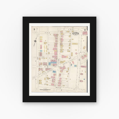 Old map wall art mockup — black gallery frame with white mat — Sanborn Fire Insurance Map from Pennsburg, Montgomery County, Pennsylvania (1933), Sheet #0003