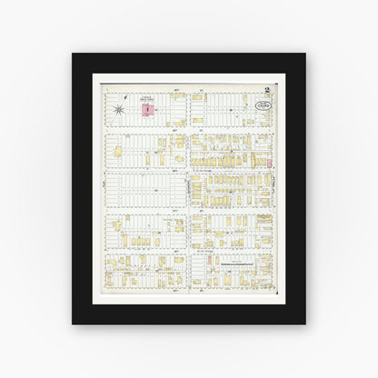 Old map wall art mockup — black gallery frame with white mat — Sanborn Fire Insurance Map from Cairo, Alexander County, Illinois (1901), Sheet #0002