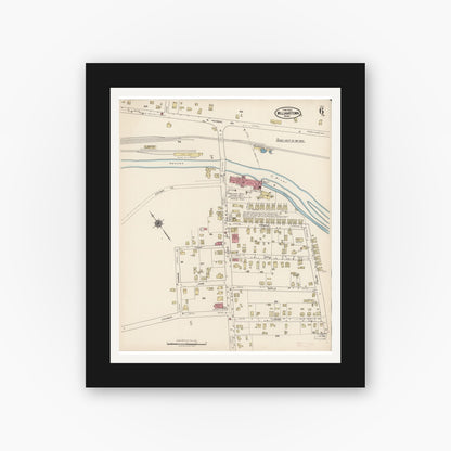 Old map wall art mockup — black gallery frame with white mat — Sanborn Fire Insurance Map from Williamstown, Berkshire County, Massachusetts (1922), Sheet #0006