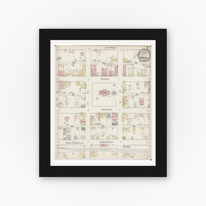 Old map wall art mockup — black gallery frame with white mat — Sanborn Fire Insurance Map from Carlyle, Clinton County, Illinois (1886) - Complete Map Set
