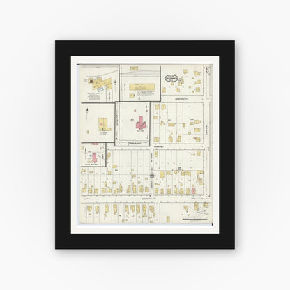 Old map wall art mockup — black gallery frame with white mat — Sanborn Fire Insurance Map from Greenwich, Huron County, Ohio (1921), Sheet #0003