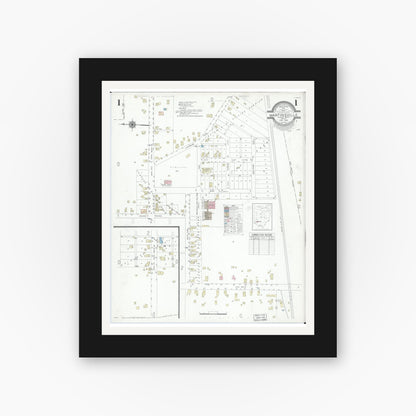 Old map wall art mockup — black gallery frame with white mat — Sanborn Fire Insurance Map from Martinsville, Clinton County, Ohio (1948) - Complete Map Set