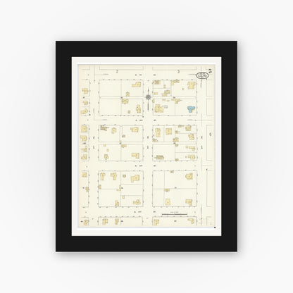 Old map wall art mockup — black gallery frame with white mat — Sanborn Fire Insurance Map from Luling, Caldwell County, Texas (1912), Sheet #0005