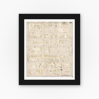 Old map wall art mockup — black gallery frame with white mat — Sanborn Fire Insurance Map from Calexico, Imperial County, California (1949), Sheet #0018