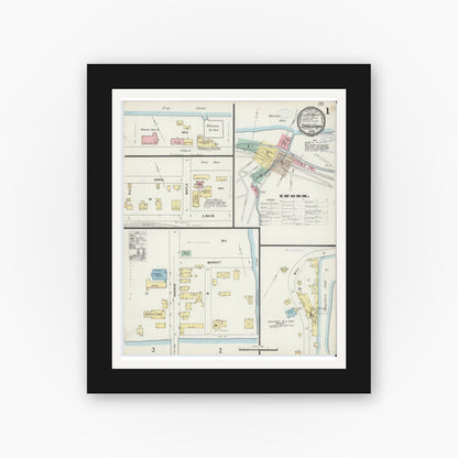 Old map wall art mockup — black gallery frame with white mat — Sanborn Fire Insurance Map from Canajoharie, Montgomery County, New York (1897) - Complete Map Set