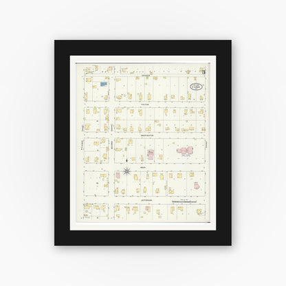 Old map wall art mockup — black gallery frame with white mat — Sanborn Fire Insurance Map from Cuba, Fulton County, Illinois (1909), Sheet #0003