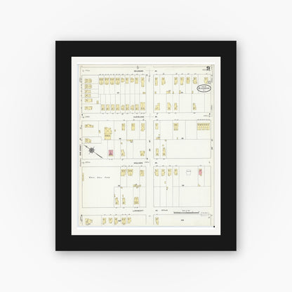 Old map wall art mockup — black gallery frame with white mat — Sanborn Fire Insurance Map from Riverside, Burlington County, New Jersey (1911), Sheet #0009