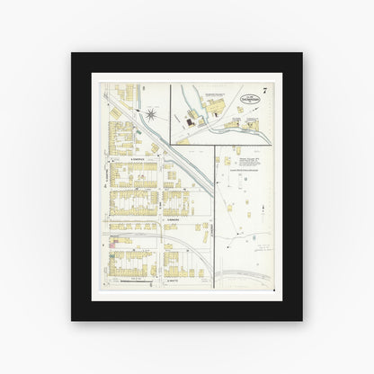 Old map wall art mockup — black gallery frame with white mat — Sanborn Fire Insurance Map from Shenandoah, Schuylkill County, Pennsylvania (1908), Sheet #0007