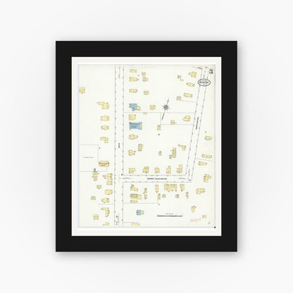 Old map wall art mockup — black gallery frame with white mat — Sanborn Fire Insurance Map from Newport, Herkimer County, New York (1911), Sheet #0003