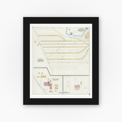 Old map wall art mockup — black gallery frame with white mat — Sanborn Fire Insurance Map from Marshfield, Wood County, Wisconsin (1898), Sheet #0011