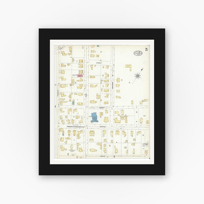 Old map wall art mockup — black gallery frame with white mat — Sanborn Fire Insurance Map from Palmer, Hampden County, Massachusetts (1906), Sheet #0005