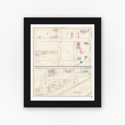 Old map wall art mockup — black gallery frame with white mat — Sanborn Fire Insurance Map from Turners Falls, Franklin County, Massachusetts (1940), Sheet #0007