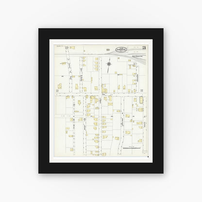 Old map wall art mockup — black gallery frame with white mat — Sanborn Fire Insurance Map from Saint Augustine, Saint John's County, Florida (1910), Sheet #0021