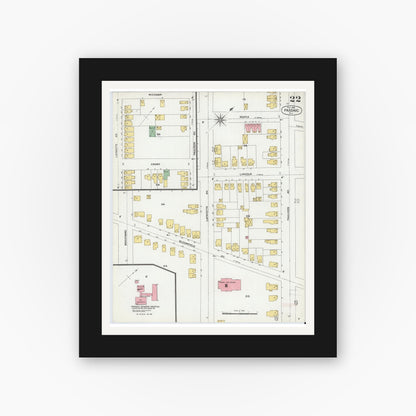 Old map wall art mockup — black gallery frame with white mat — Sanborn Fire Insurance Map from Passaic, Passaic County, New Jersey (1899), Sheet #0022