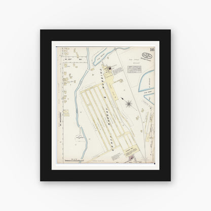Old map wall art mockup — black gallery frame with white mat — Sanborn Fire Insurance Map from Duluth, Saint Louis County, Minnesota (1884), Sheet #0016