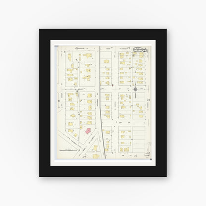 Old map wall art mockup — black gallery frame with white mat — Sanborn Fire Insurance Map from Escanaba, Delta County, Michigan (1913), Sheet #0023