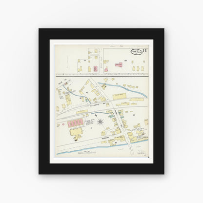 Old map wall art mockup — black gallery frame with white mat — Sanborn Fire Insurance Map from Franklin, Venango County, Pennsylvania (1891), Sheet #0011