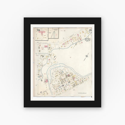 Old map wall art mockup — black gallery frame with white mat — Sanborn Fire Insurance Map from Del Rio, Val Verde County, Texas (1948), Sheet #0019