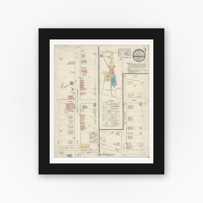 Old map wall art mockup — black gallery frame with white mat — Sanborn Fire Insurance Map from Wernersville, Berks County, Pennsylvania (1914) - Complete Map Set