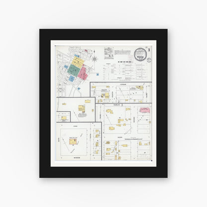 Old map wall art mockup — black gallery frame with white mat — Sanborn Fire Insurance Map from Wadena, Wadena County, Minnesota (1899) - Complete Map Set