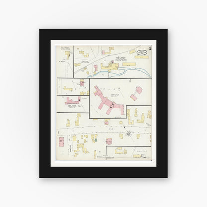 Old map wall art mockup — black gallery frame with white mat — Sanborn Fire Insurance Map from Groton, Middlesex County, Massachusetts (1896), Sheet #0002