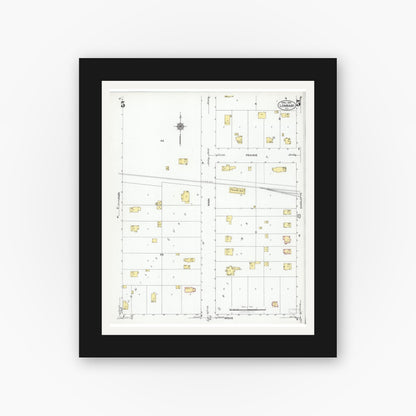 Old map wall art mockup — black gallery frame with white mat — Sanborn Fire Insurance Map from Lombard, Du Page County, Illinois (1925), Sheet #0005