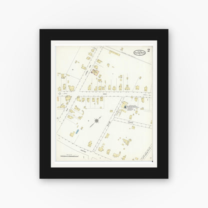 Old map wall art mockup — black gallery frame with white mat — Sanborn Fire Insurance Map from Picture Rocks, Lycoming County, Pennsylvania (1912), Sheet #0002