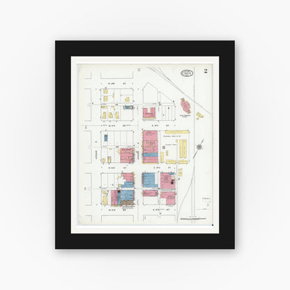 Old map wall art mockup — black gallery frame with white mat — Sanborn Fire Insurance Map from Cisco, Eastland County, Texas (1920), Sheet #0002