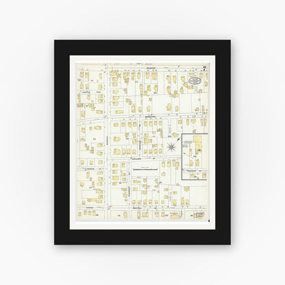 Old map wall art mockup — black gallery frame with white mat — Sanborn Fire Insurance Map from Everett, Middlesex County, Massachusetts (1903), Sheet #0007