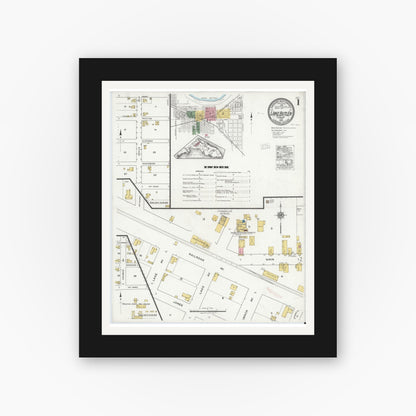 Old map wall art mockup — black gallery frame with white mat — Sanborn Fire Insurance Map from Lake Butler, Union County, Florida (1920) - Complete Map Set